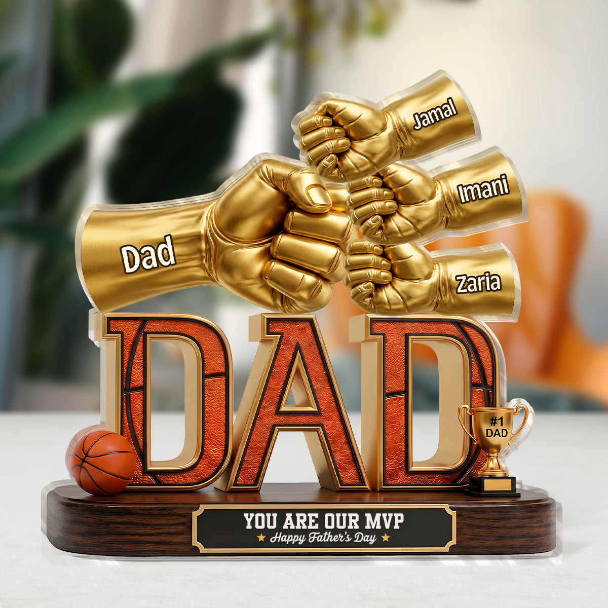 Basketball Dad Legend Daddy's Dream Team - Personalized Custom Shaped Acrylic Plaque