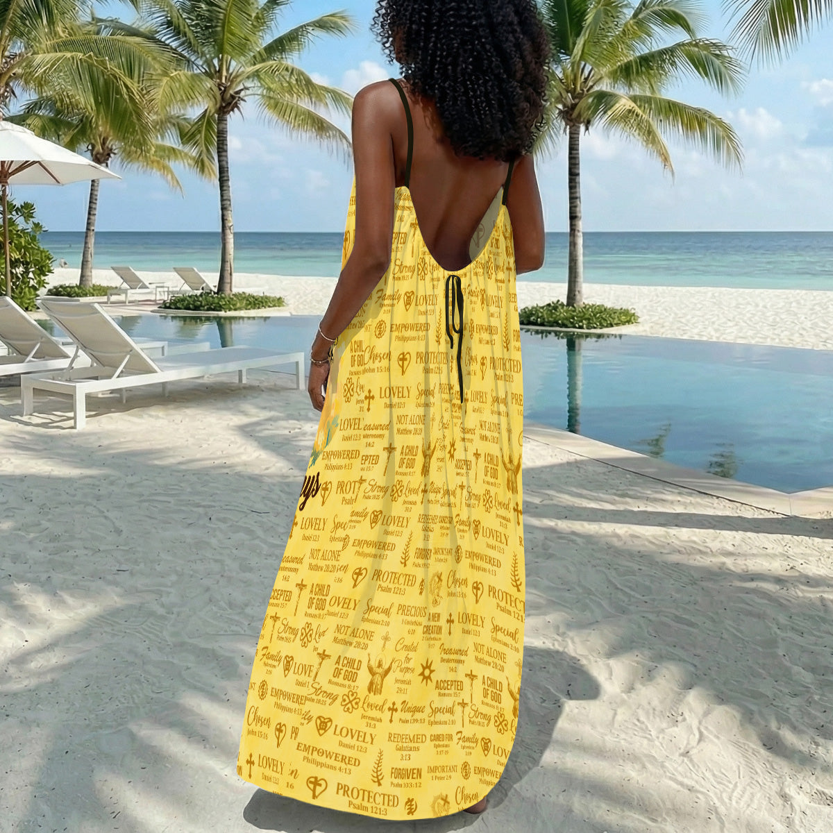 God Says I Am - Personalized Backless Cami Maxi Dress
