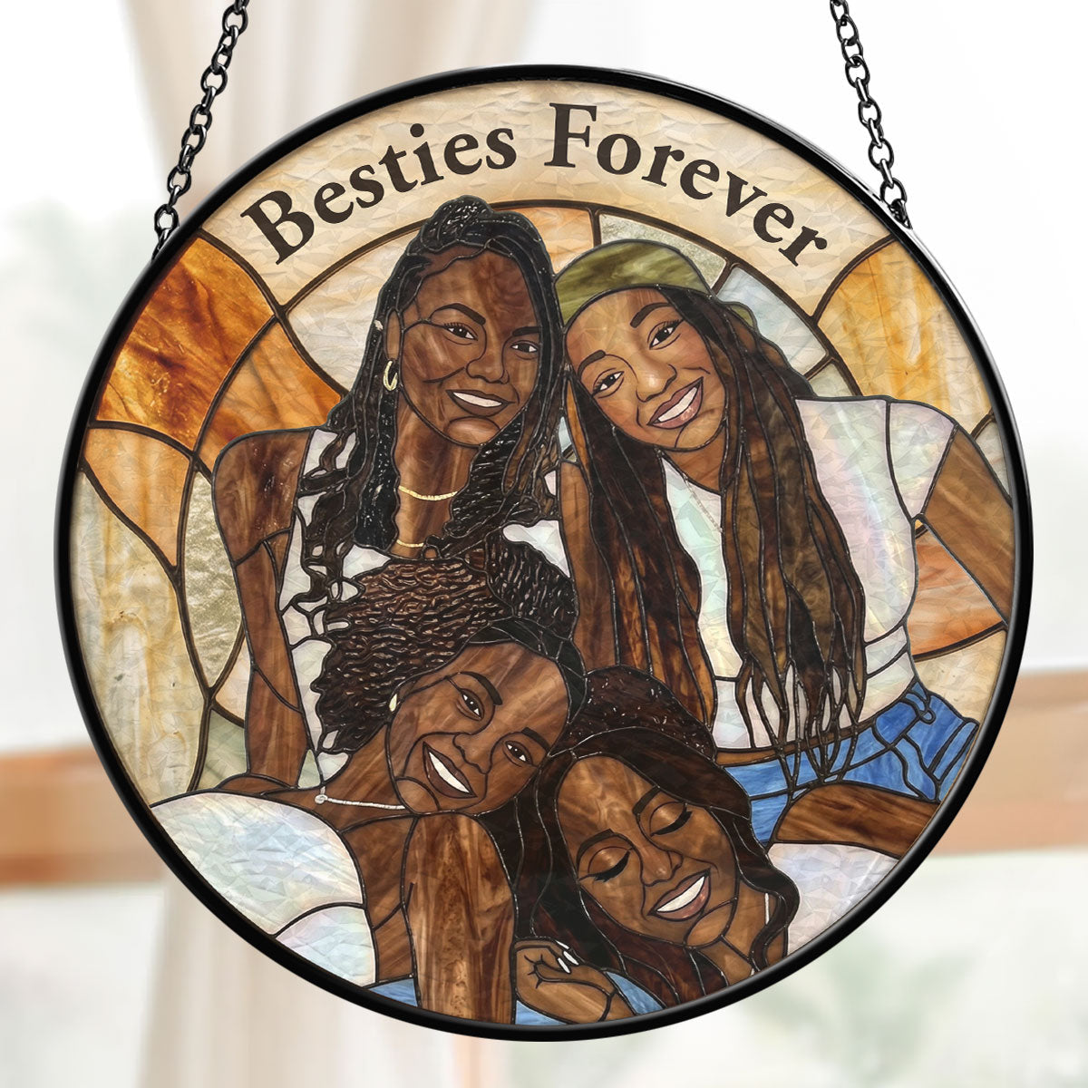 Besties Forever - Personalized Stained Glass Window Hanging Suncatcher