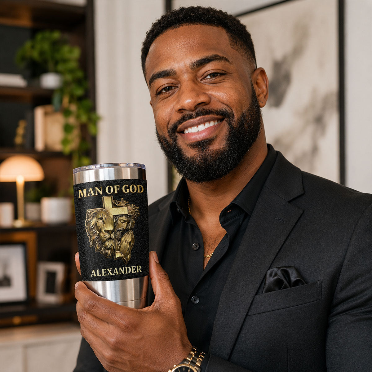 Man Of God - Personalized 20oz Leather Wrapped Tumbler