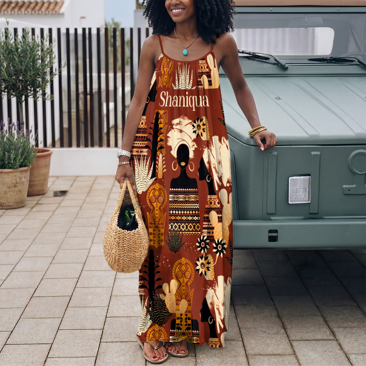 African Heritage - Personalized Backless Cami Maxi Dress