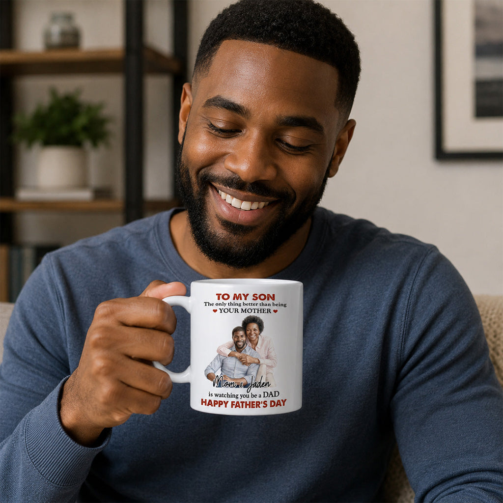 Watching You Being A Dad Ver Custom Photo - Personalized Ceramic Coffee Mug