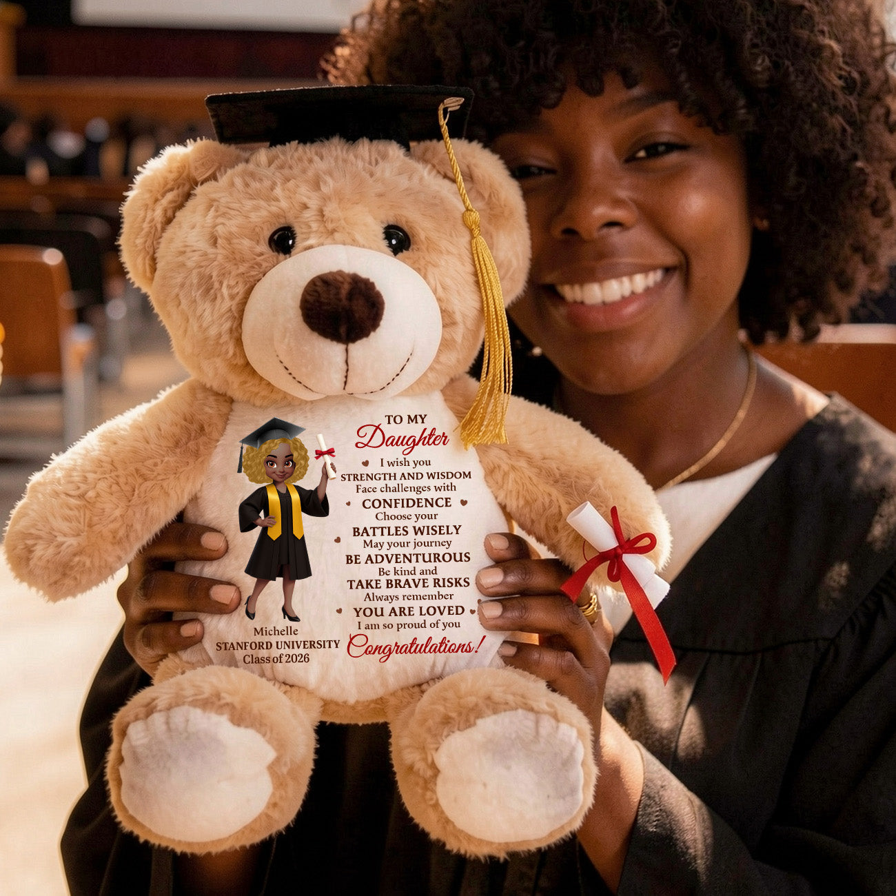 I Wish You Strength And Wisdom - Personalized Graduation Teddy Bear