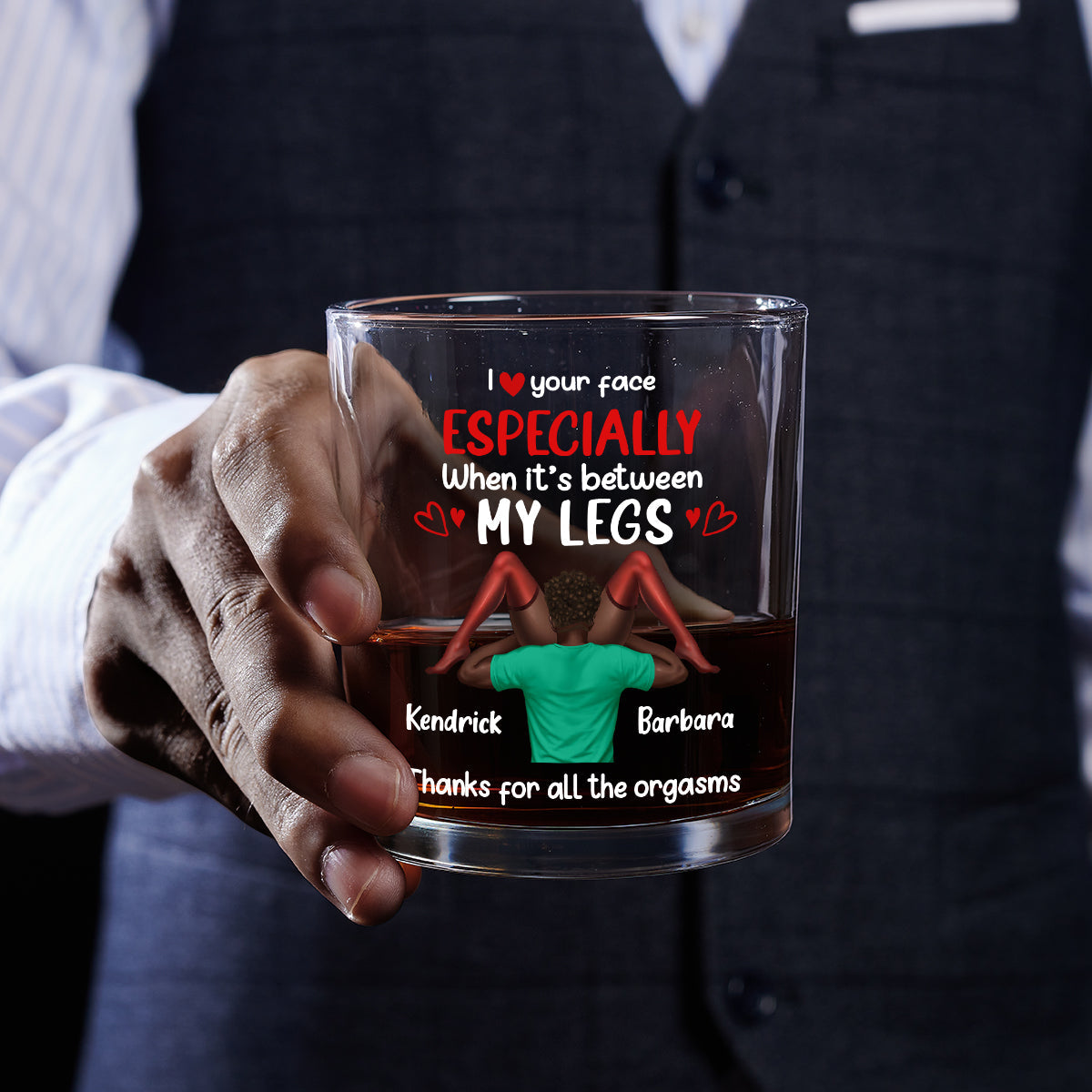 I Love Your Face - Personalized Round Whiskey Glass