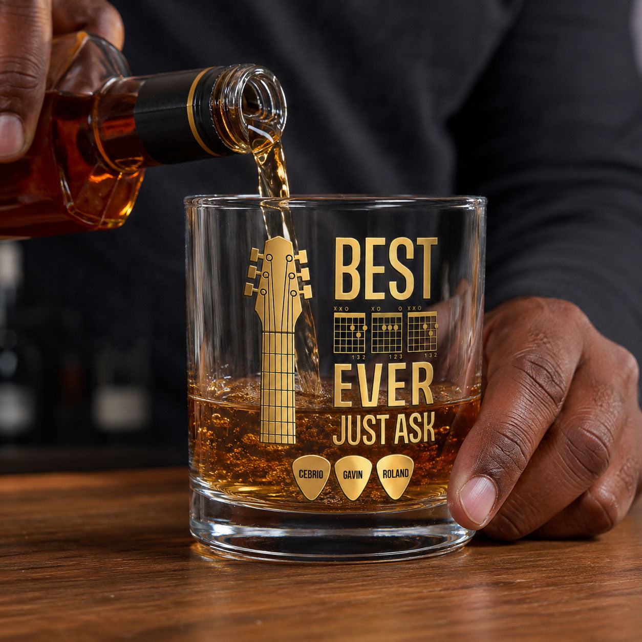 Music Dad - Personalized Round Whiskey Glass