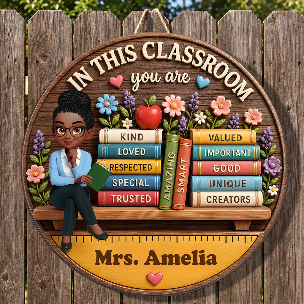 Custom Teacher in This Classroom Back to School Gift for Teachers - Personalized Wooden Door Sign