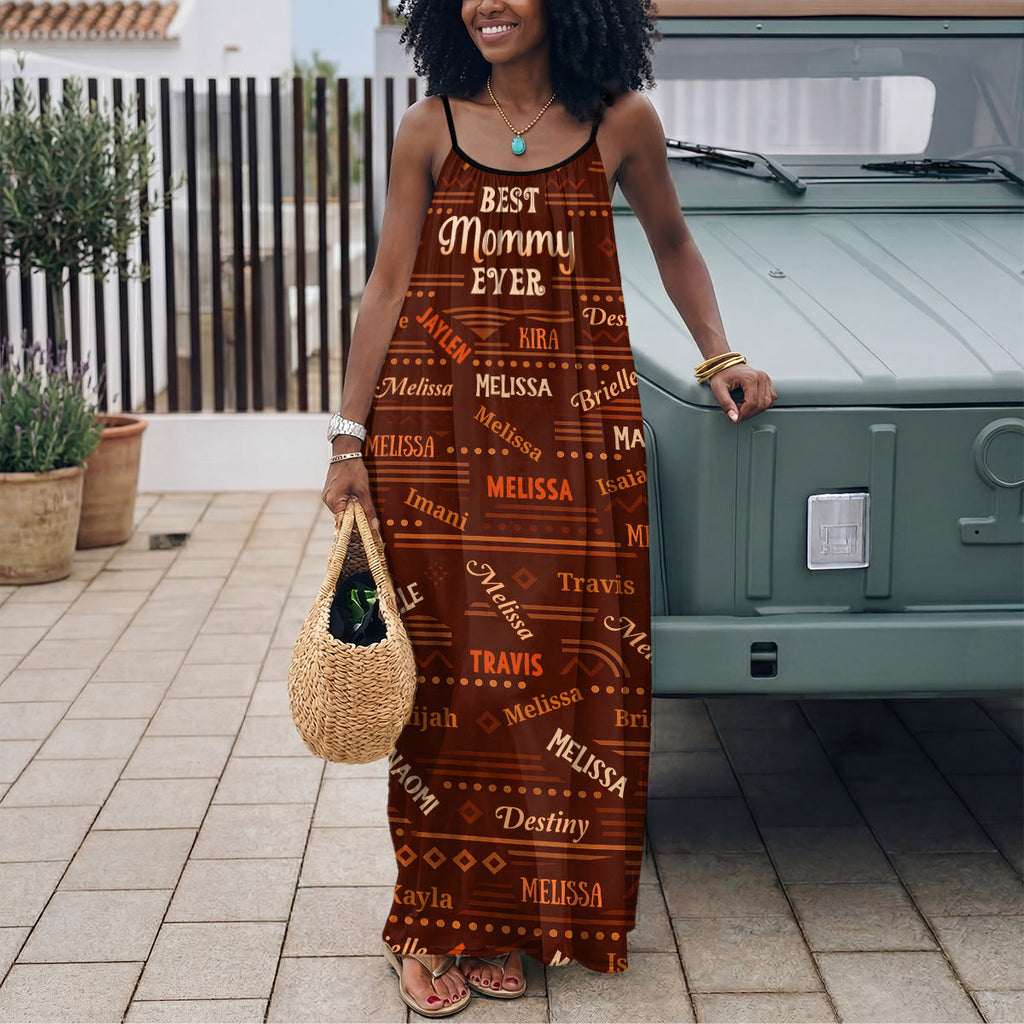 Best Grandma Ever - Personalized Backless Cami Maxi Dress