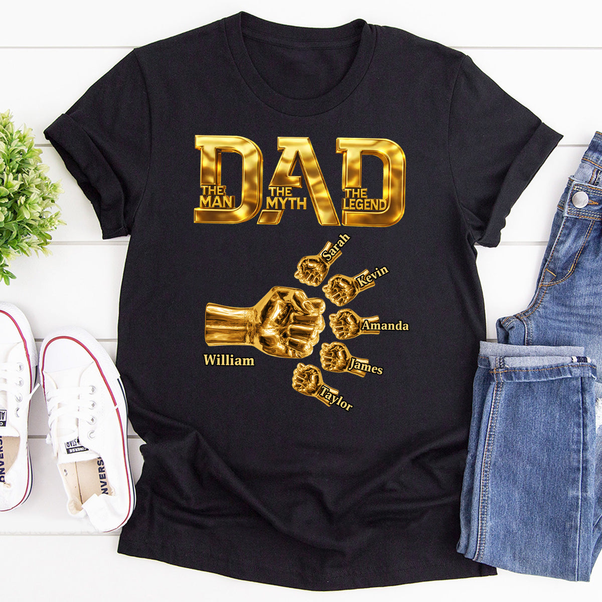 Dad The Man The Myth The Legend - Personalized 2D Unisex T-shirt