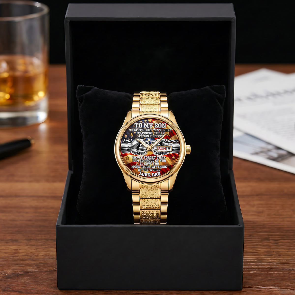 My Little Boy Yesterday, My Friend Today, My Son Forever - Personalized Men's Wrist Watch
