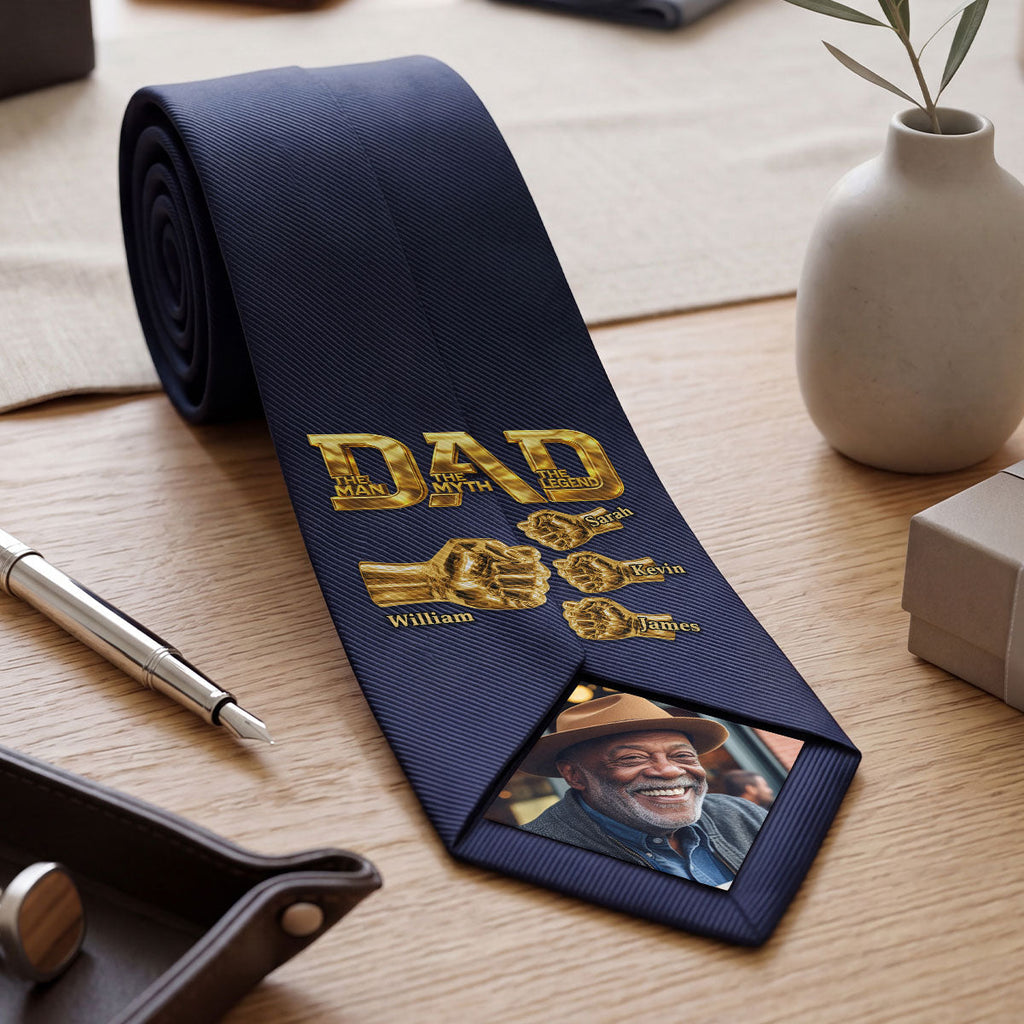 Proud Black Dad - Personalized Men Tie