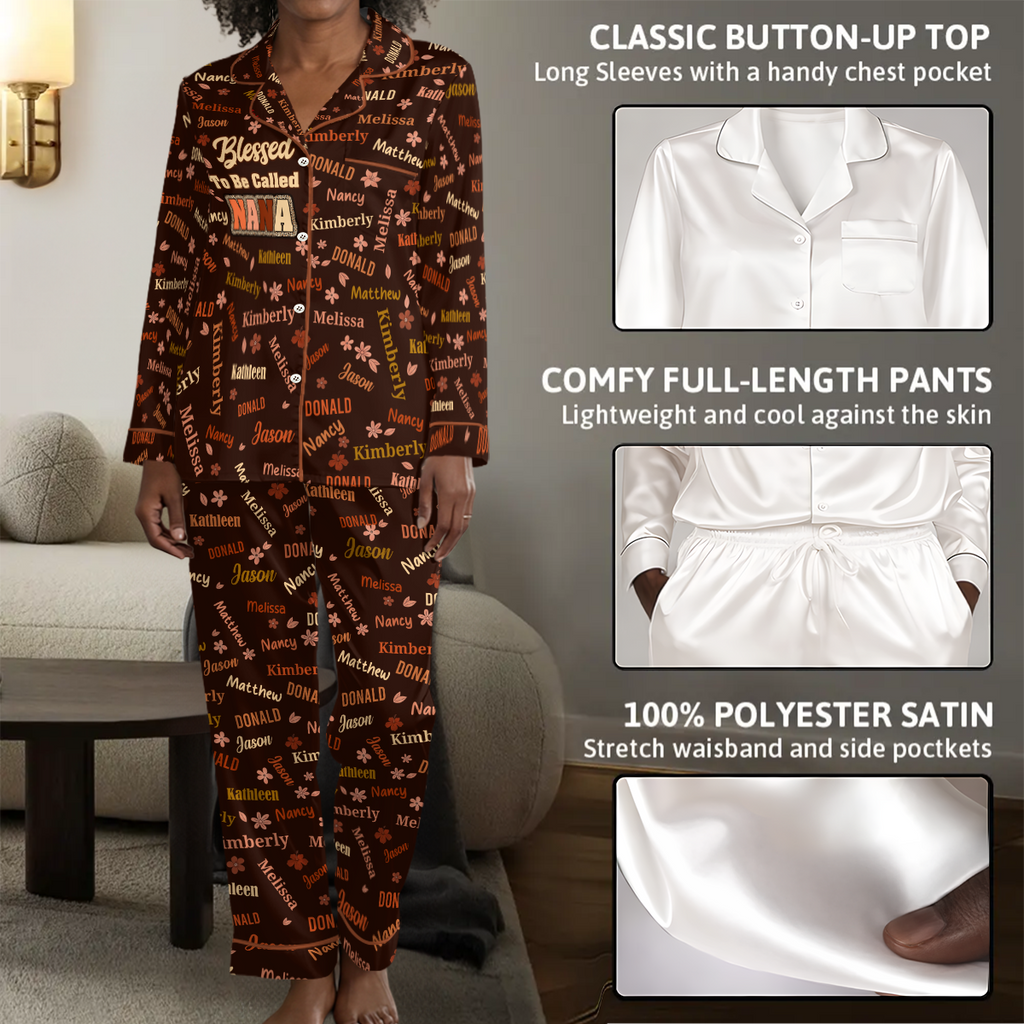 Blessed To Be Called Grandma - Personalized Satin PJM Set