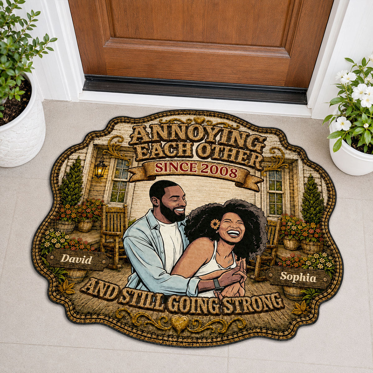 Annoying Each Other Forever  - Personalized Custom Shape Doormat