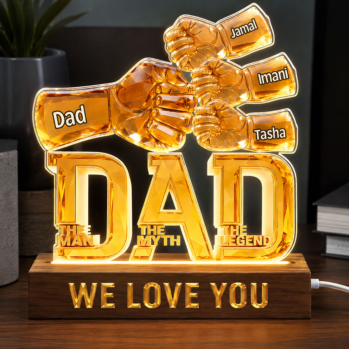 Dad The Man The Myth The Legend - Personalized Acrylic Plaque Night Light