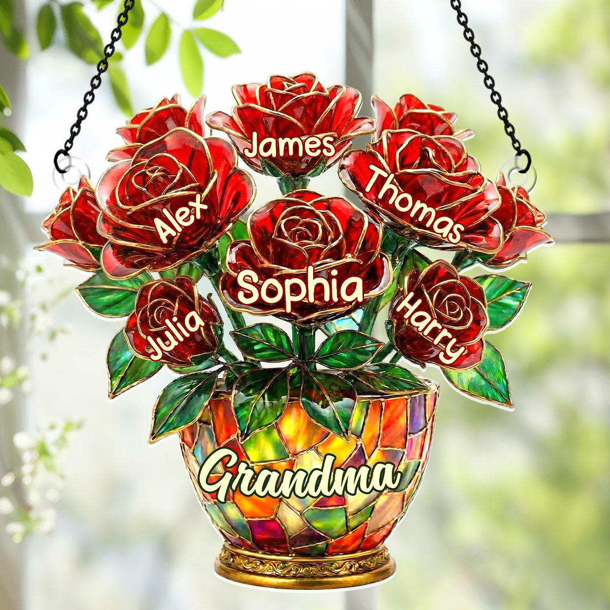 Grandma’s Roses Of Love - Personalized Acrylic Suncatcher