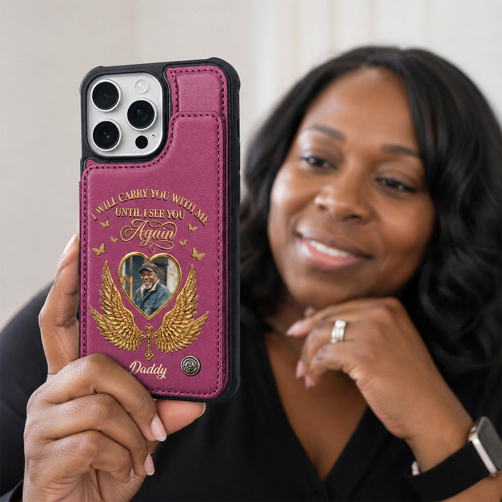 Custom Photo I Will Always Carry With Me Memorial - Personalized Leather Flip Wallet Phone Case