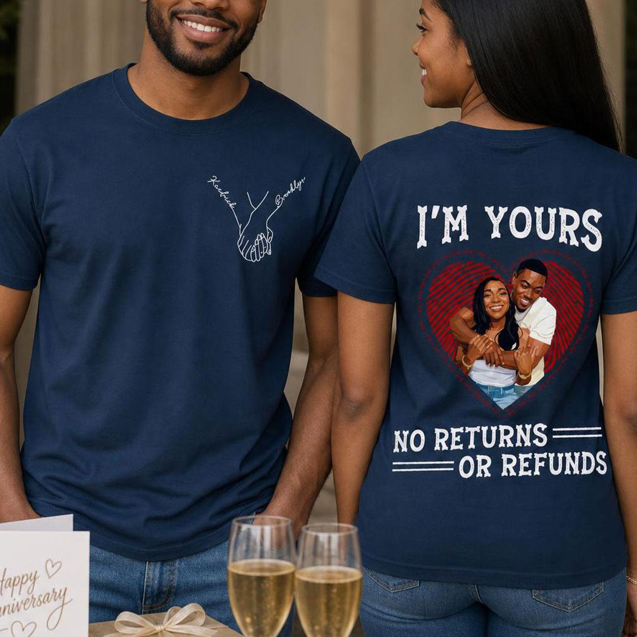 Custom Photo Poster Art I'm Yours Forever - Personalized T-shirt With Front Back Design