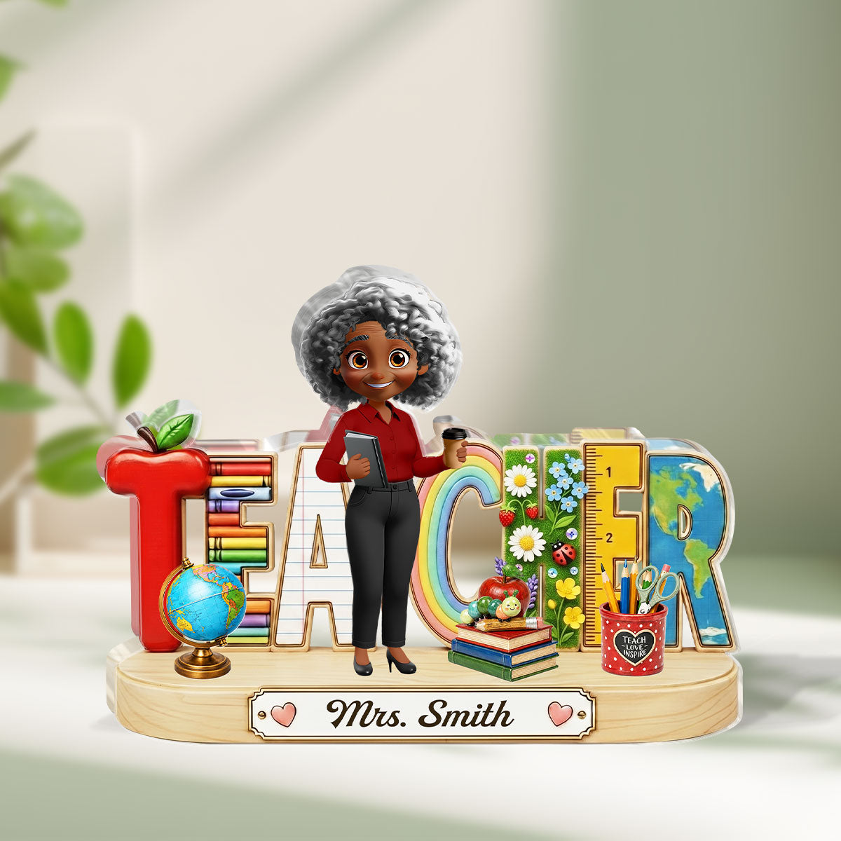 Cute Teacher Things Back To School - Personalized Custom Shaped Acrylic Plaque