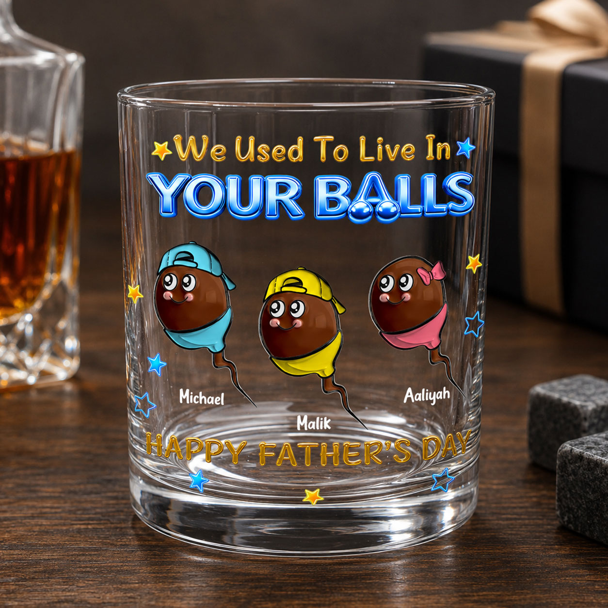 We Used To Live In Your Balls - Personalized Round Whiskey Glass