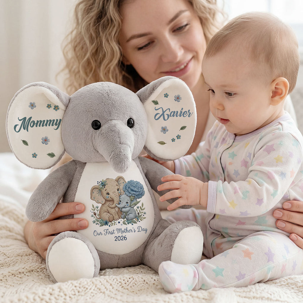 Our First Mother's Day - Personalized Stuffed Elephant