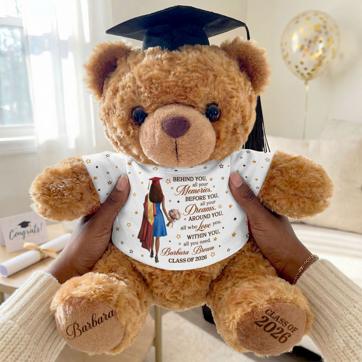 Behind You All Your Memories - Personalized Graduation Bear With Card