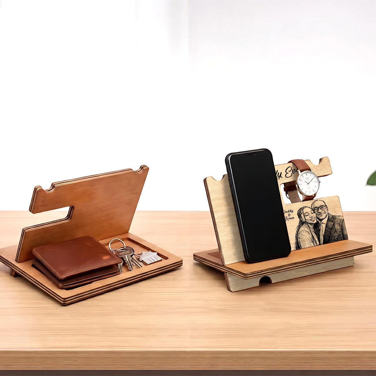 Custom Photo Pencil Sketch Best Dad Ever - Personalized Phone Docking Station