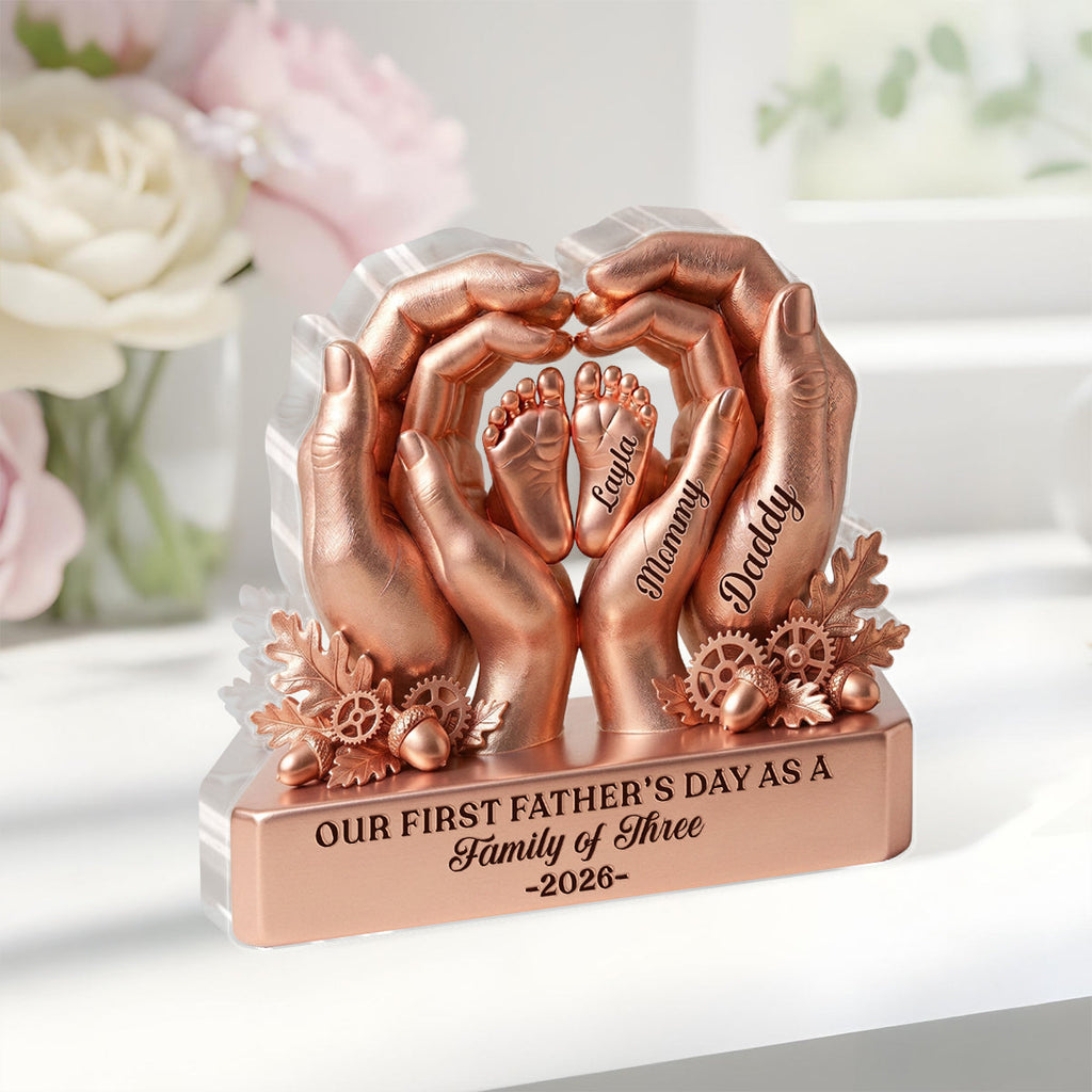 Our First Father's Day As A Family Of Three - Personalized Custom Shaped Acrylic Plaque