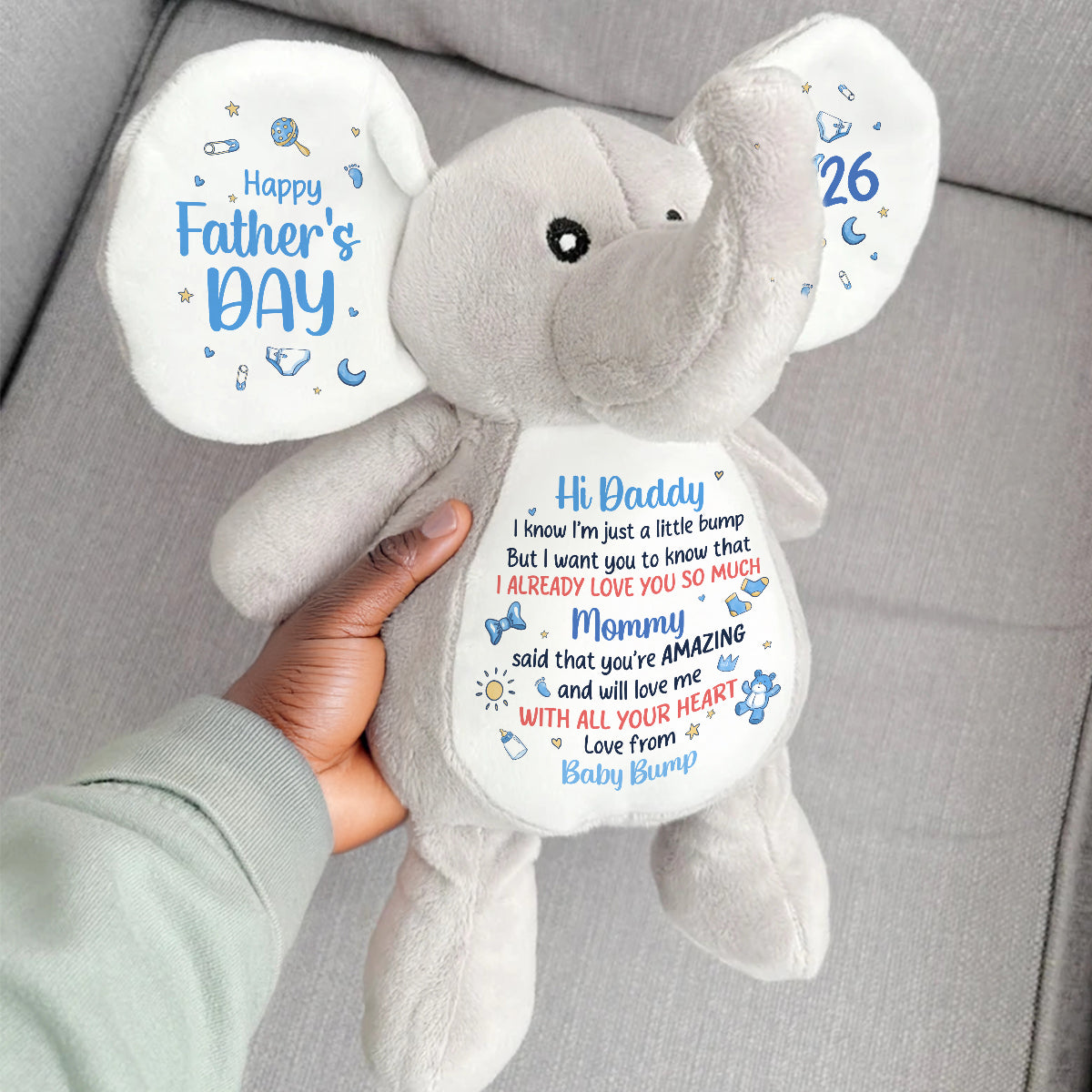 Dear Daddy I Love You - Personalized Stuffed Elephant