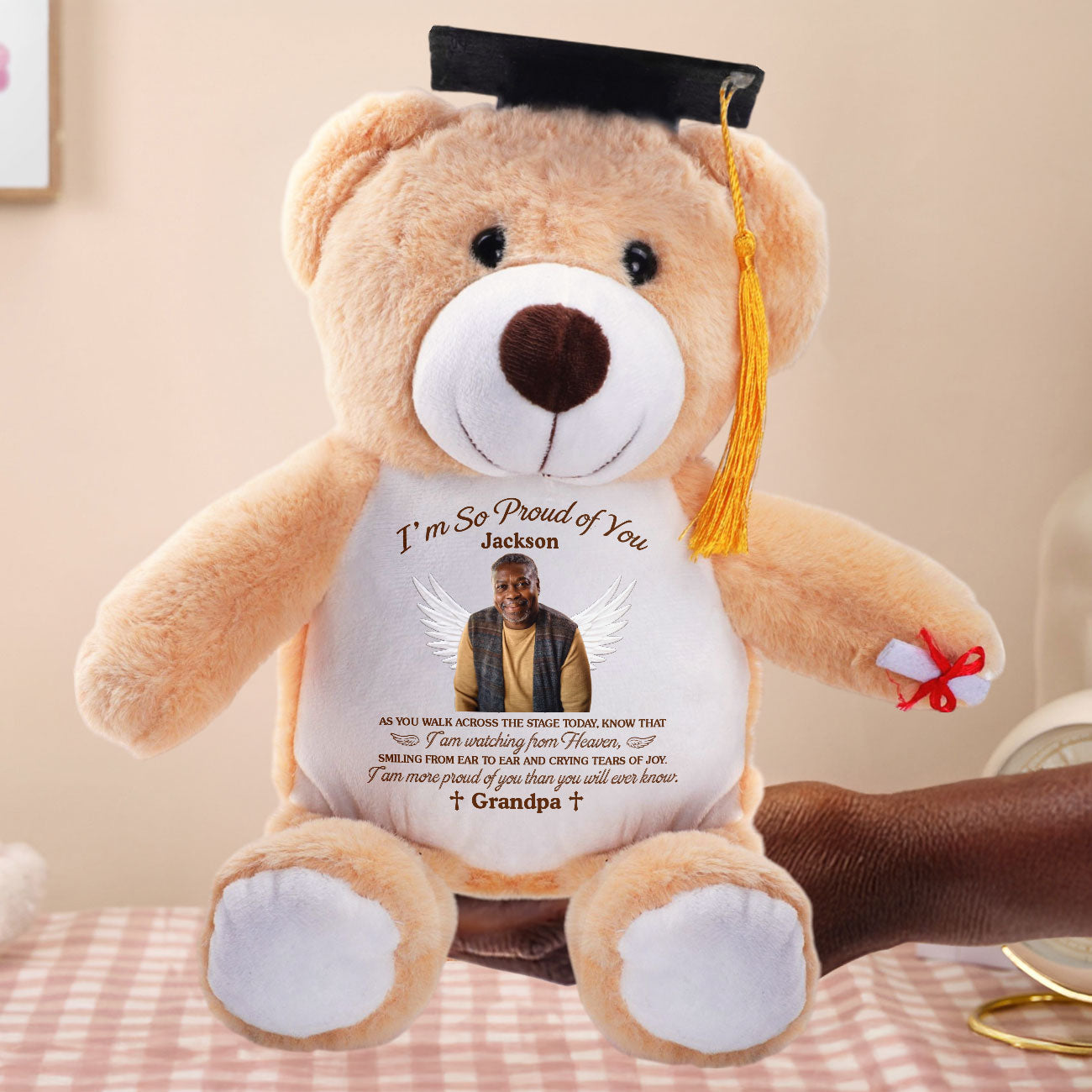 A Hug From Heaven On Graduation - Personalized Graduation Teddy Bear