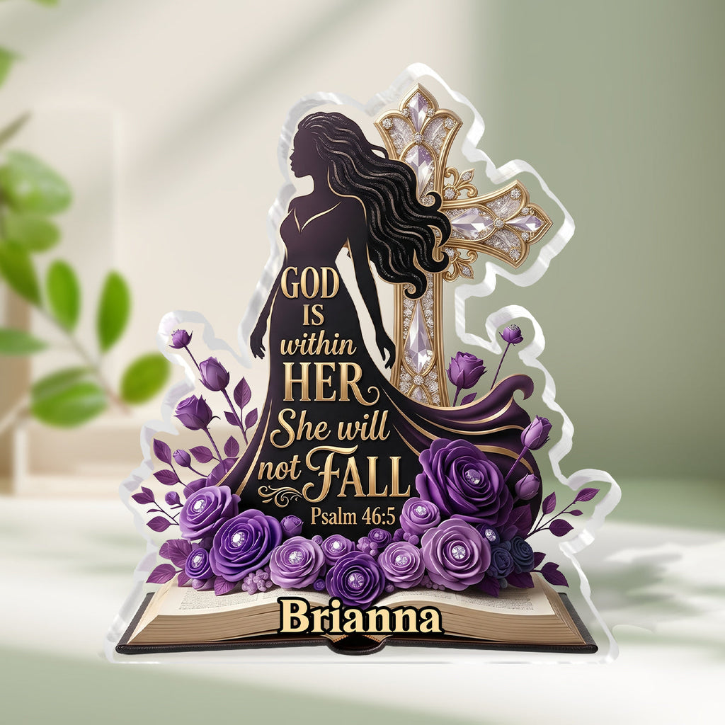 God Is Within Her Purple Roses - Personalized Custom Shaped Acrylic Plaque