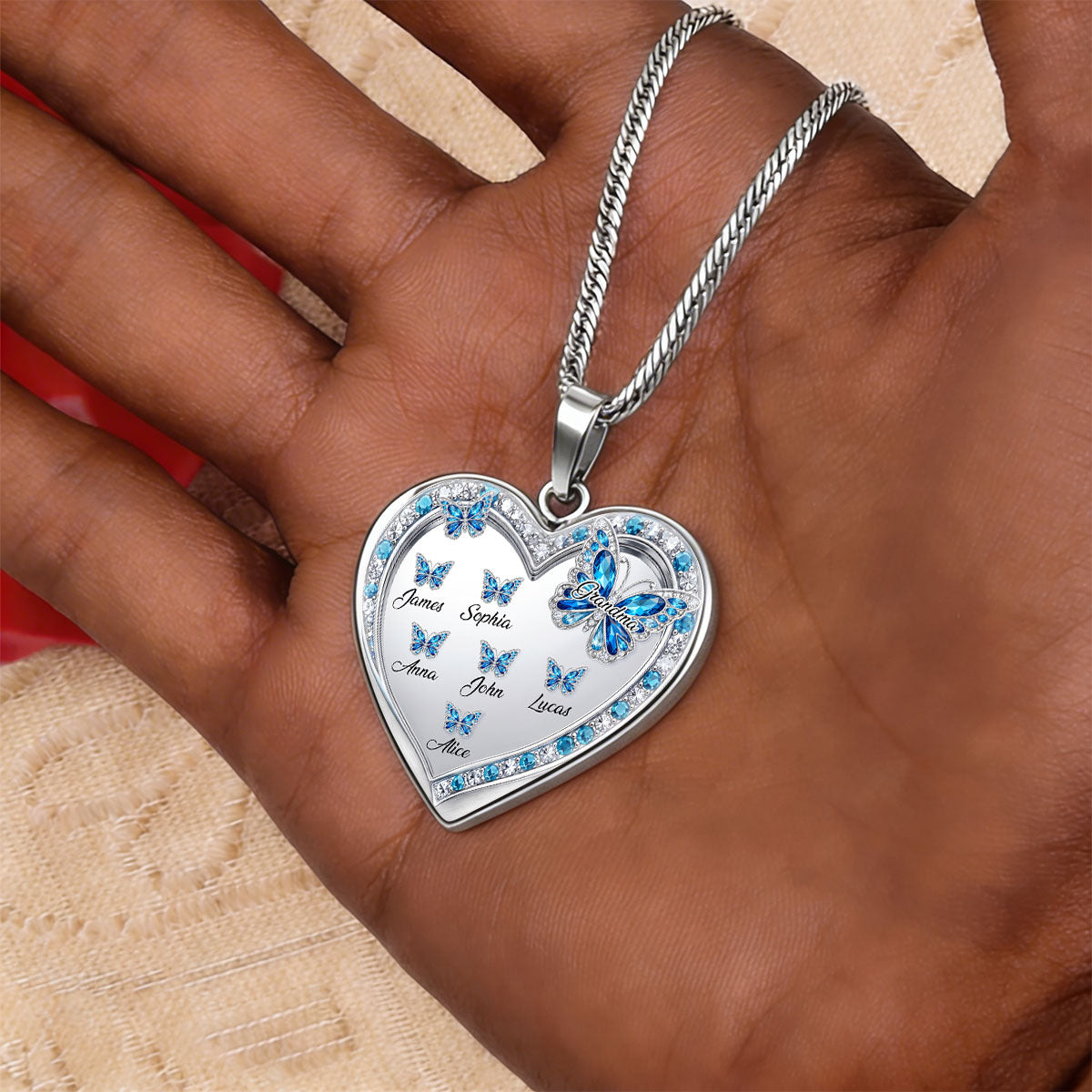 Grandma's Kisses - Personalized Heart Necklace