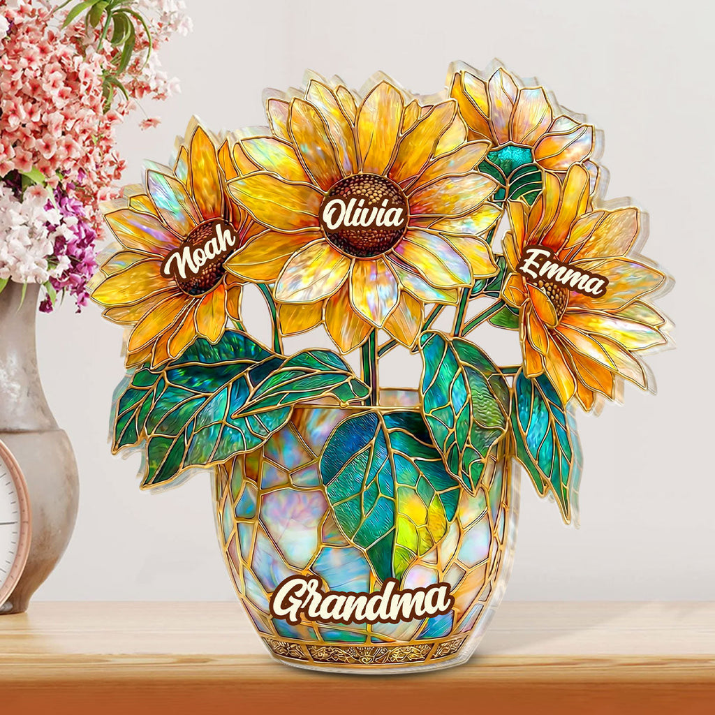 Sunflower Love For Grandma - Personalized Custom Shaped Acrylic Plaque