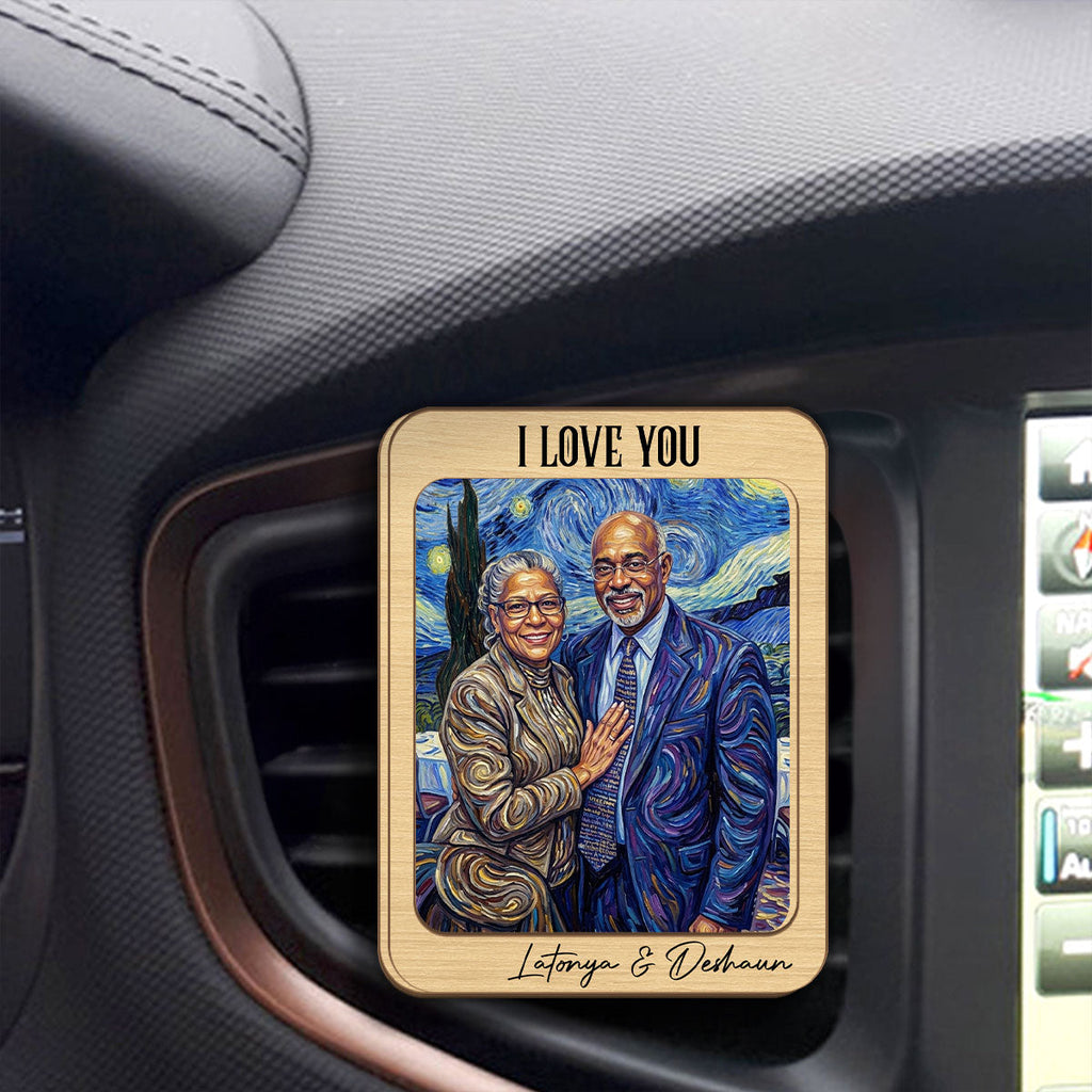 Custom Photo Starry Night Oil Painting Forever And Always - Personalized Car Visor Clip