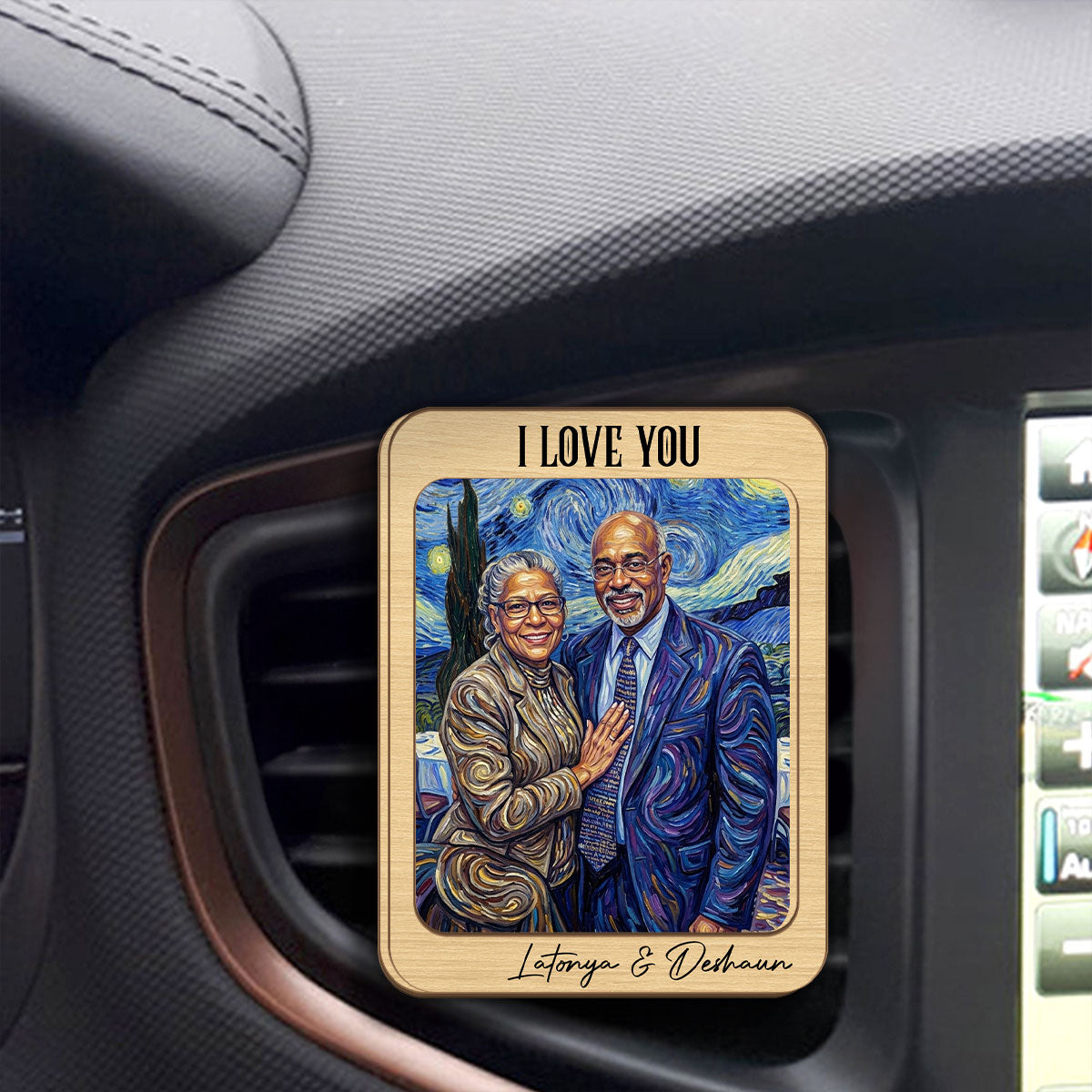 Custom Photo Starry Night Oil Painting Forever And Always - Personalized Car Visor Clip