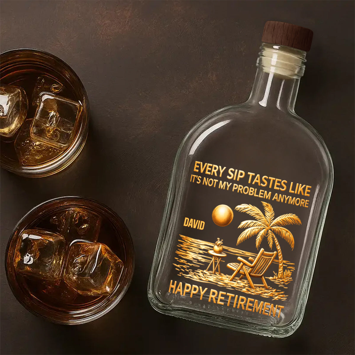 Every Sip Tastes Like Happy Retirement - Personalized Whiskey Bottle
