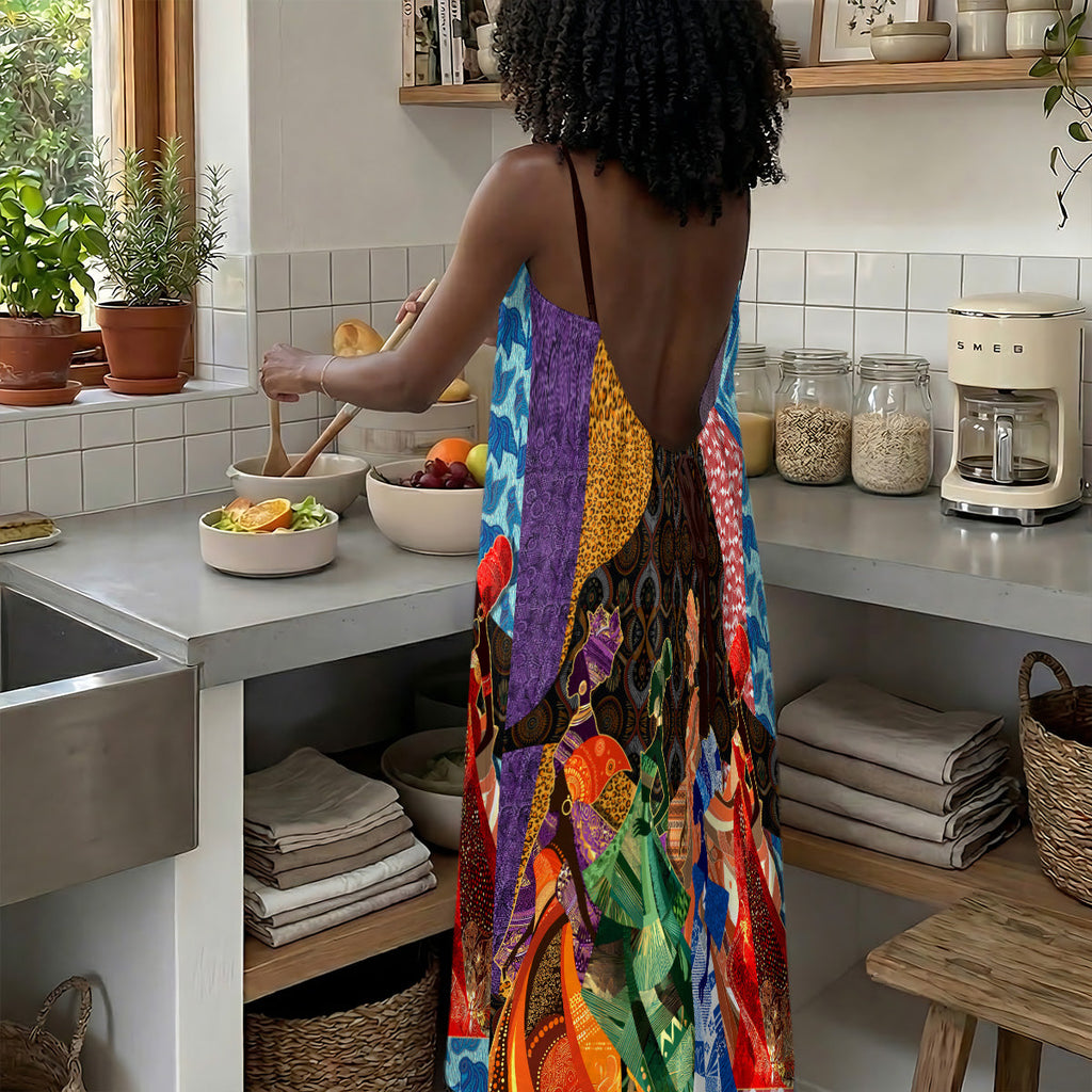 African Spirits - Personalized Backless Cami Maxi Dress
