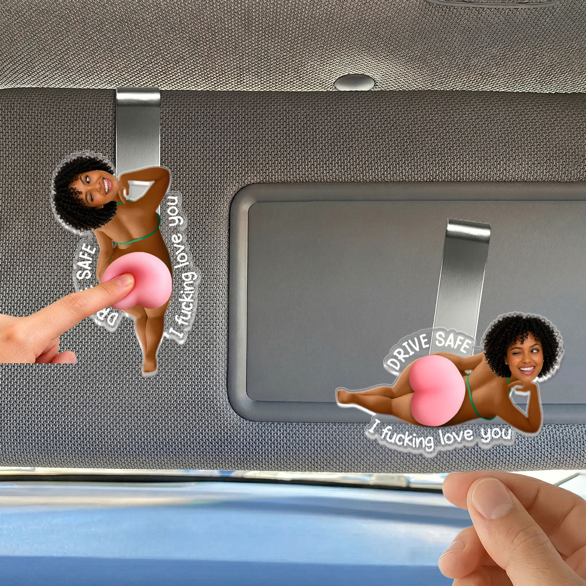 Drive Safe I Love You - Personalized Squishy Car Visor Clip