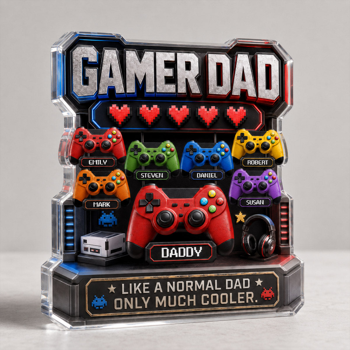 Gamer Dad Much Cooler - Personalized Custom Shaped Acrylic Plaque