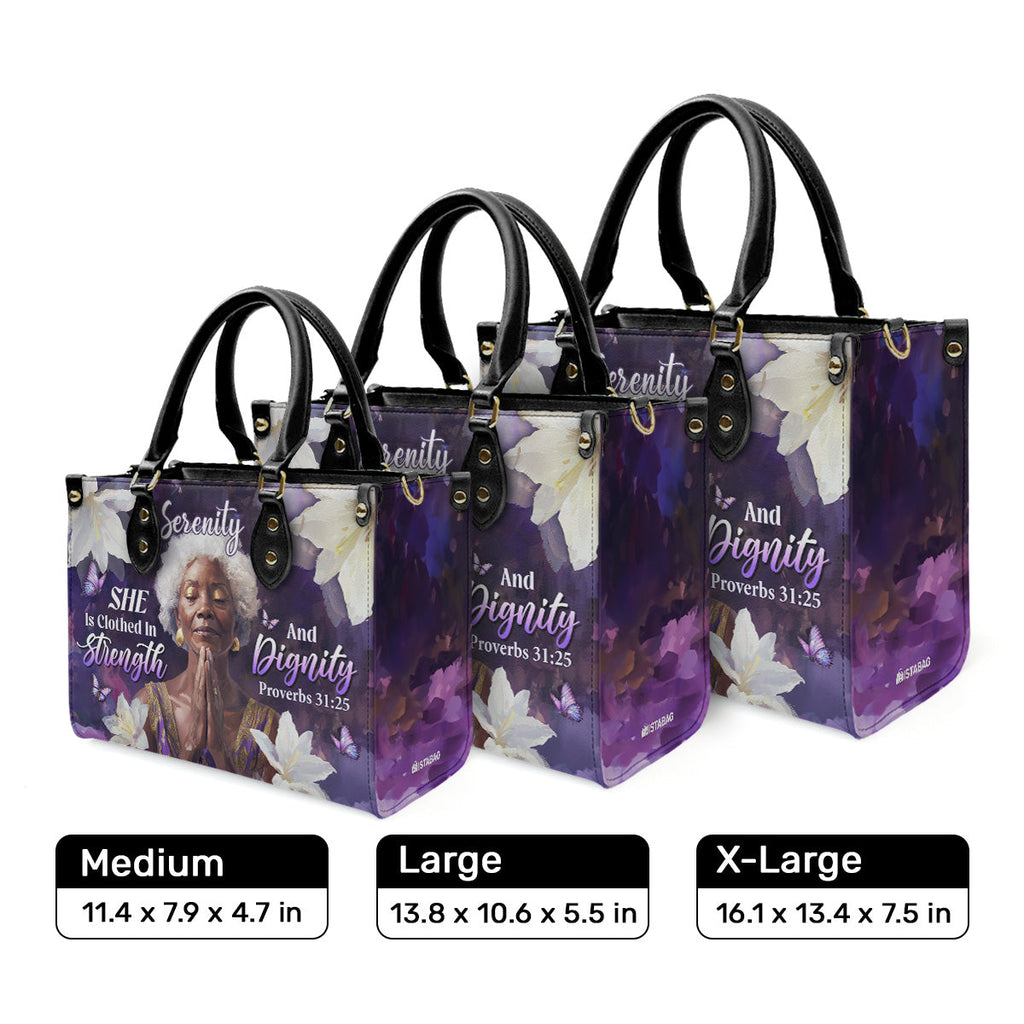 She Is Clothed In Strength And Dignity - Personalized Leather Handbag