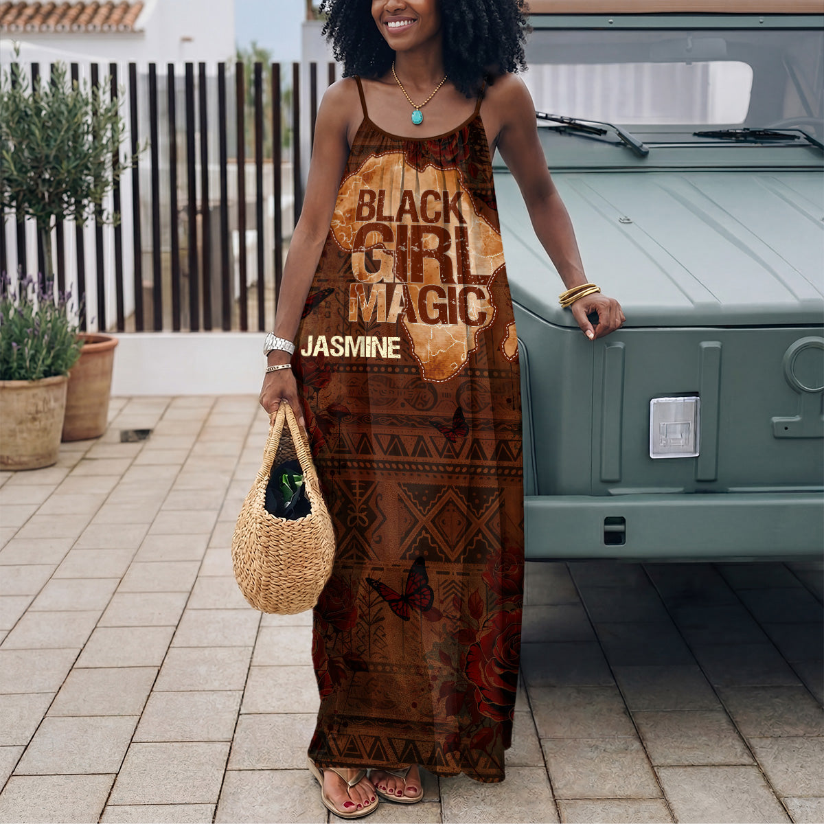 Black Girl Magic - Personalized Backless Cami Maxi Dress