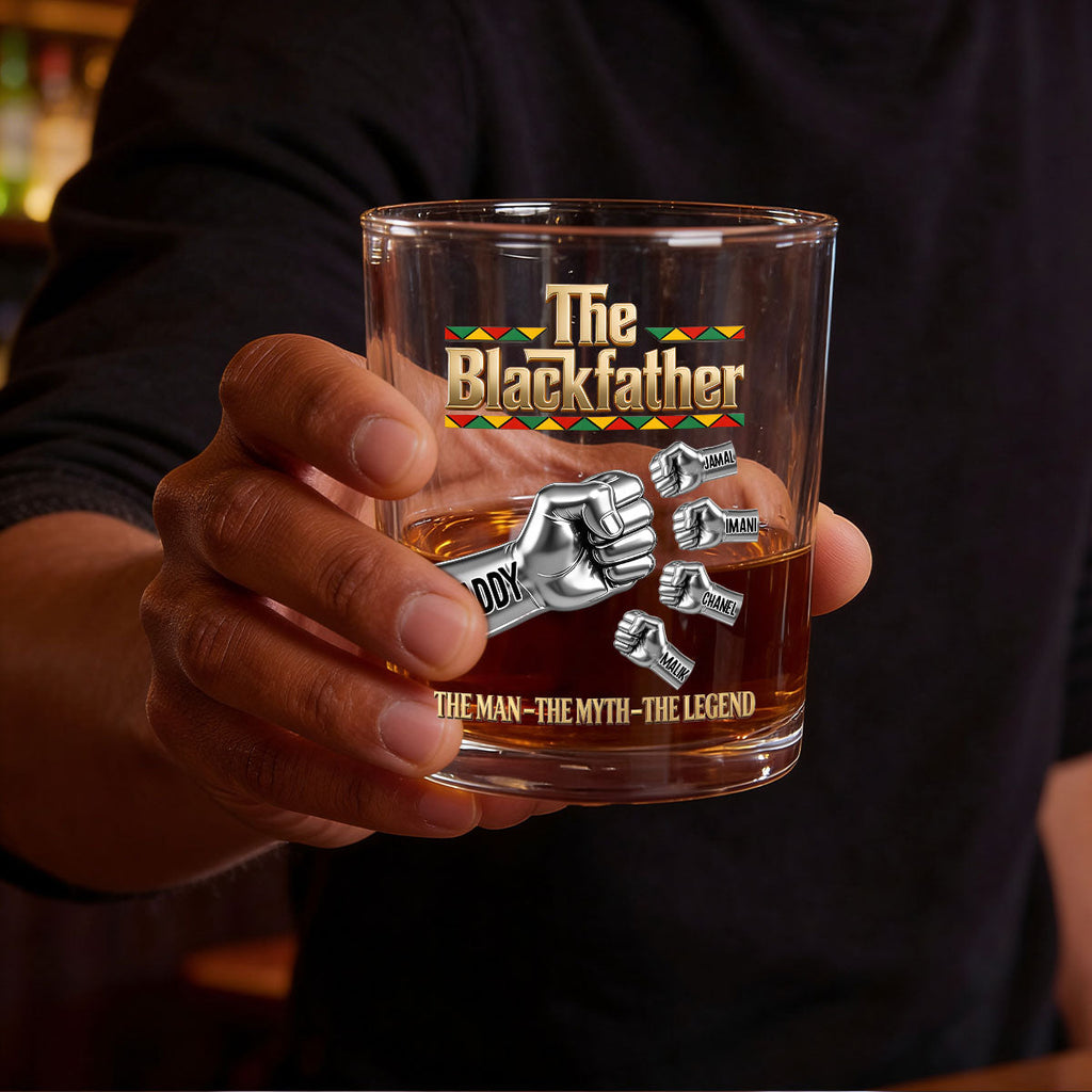 The Blackfather  - Personalized Round Whiskey Glass