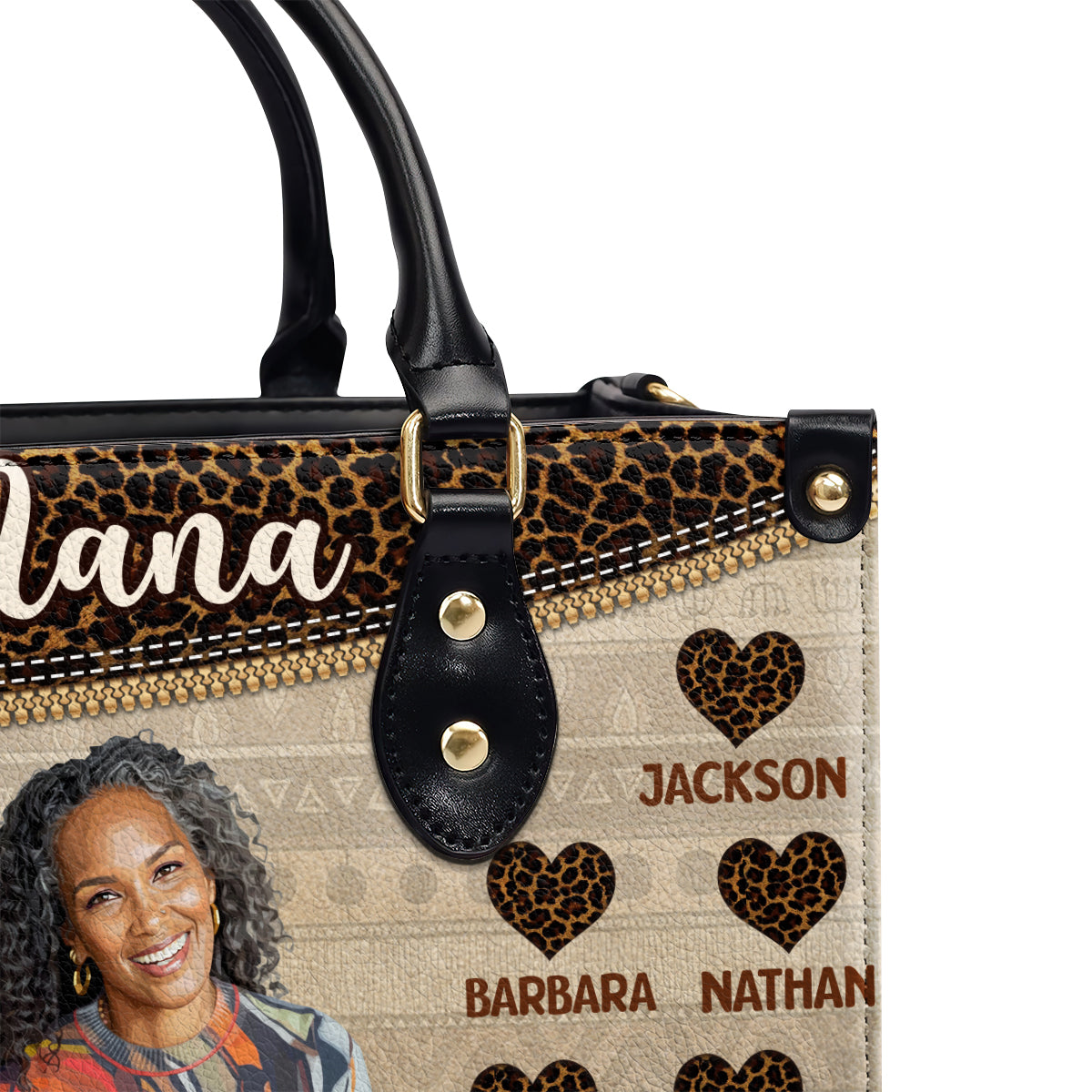 Grandma Heartprint - Personalized Leather Handbag