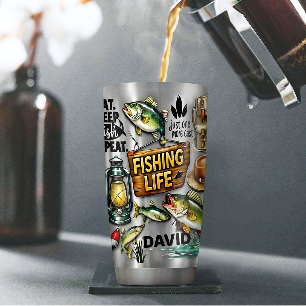 Eat Sleep Fish Repeat - Personalized Stainless Steel Tumbler