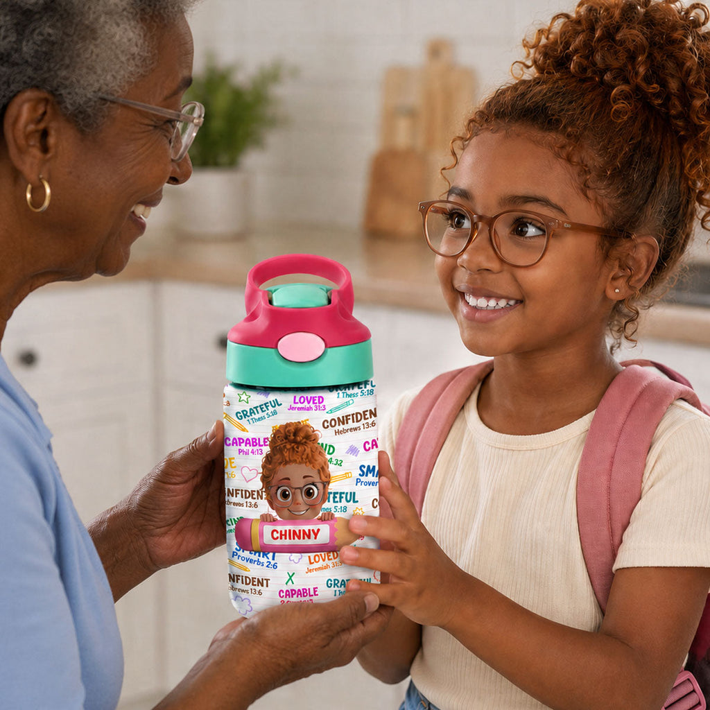 God Says I Am - Personalized Kid Water Bottle