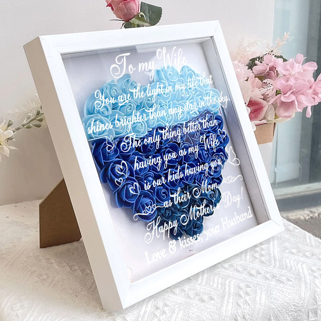 The Only Thing Better Than Having You As My Wife - Personalized Heart Flower Shadow Box