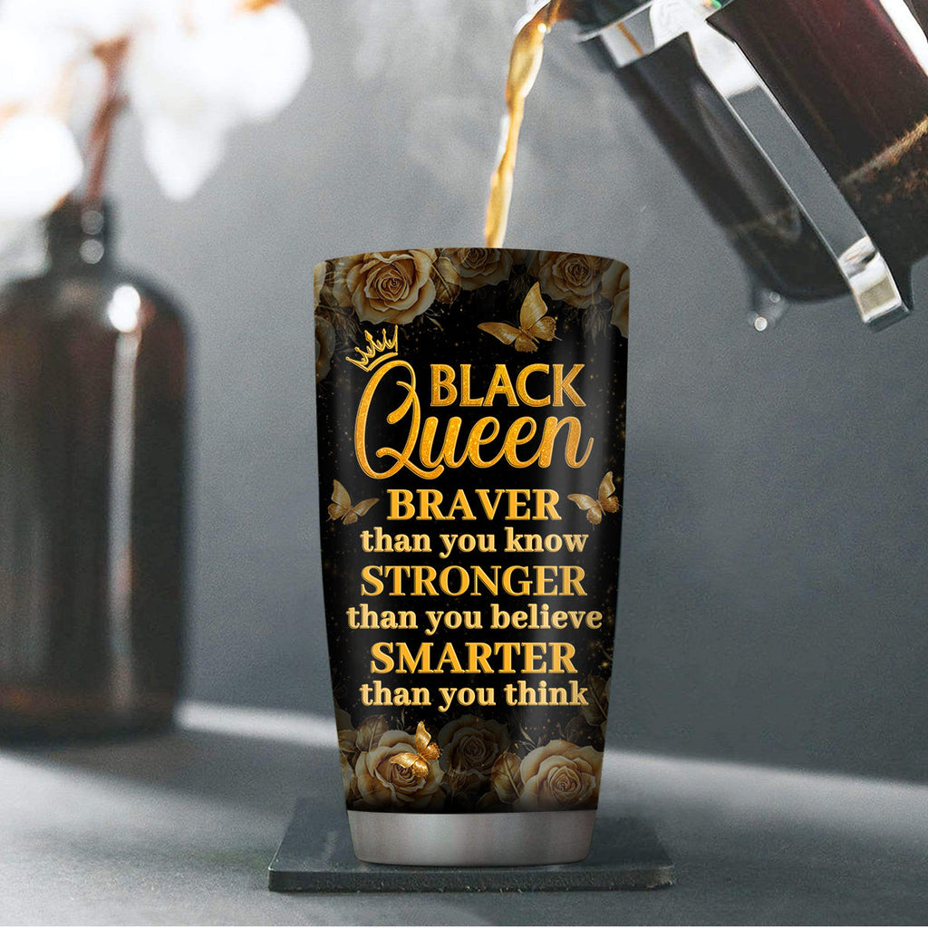 I Am A Black Queen - Personalized Stainless Steel Tumbler