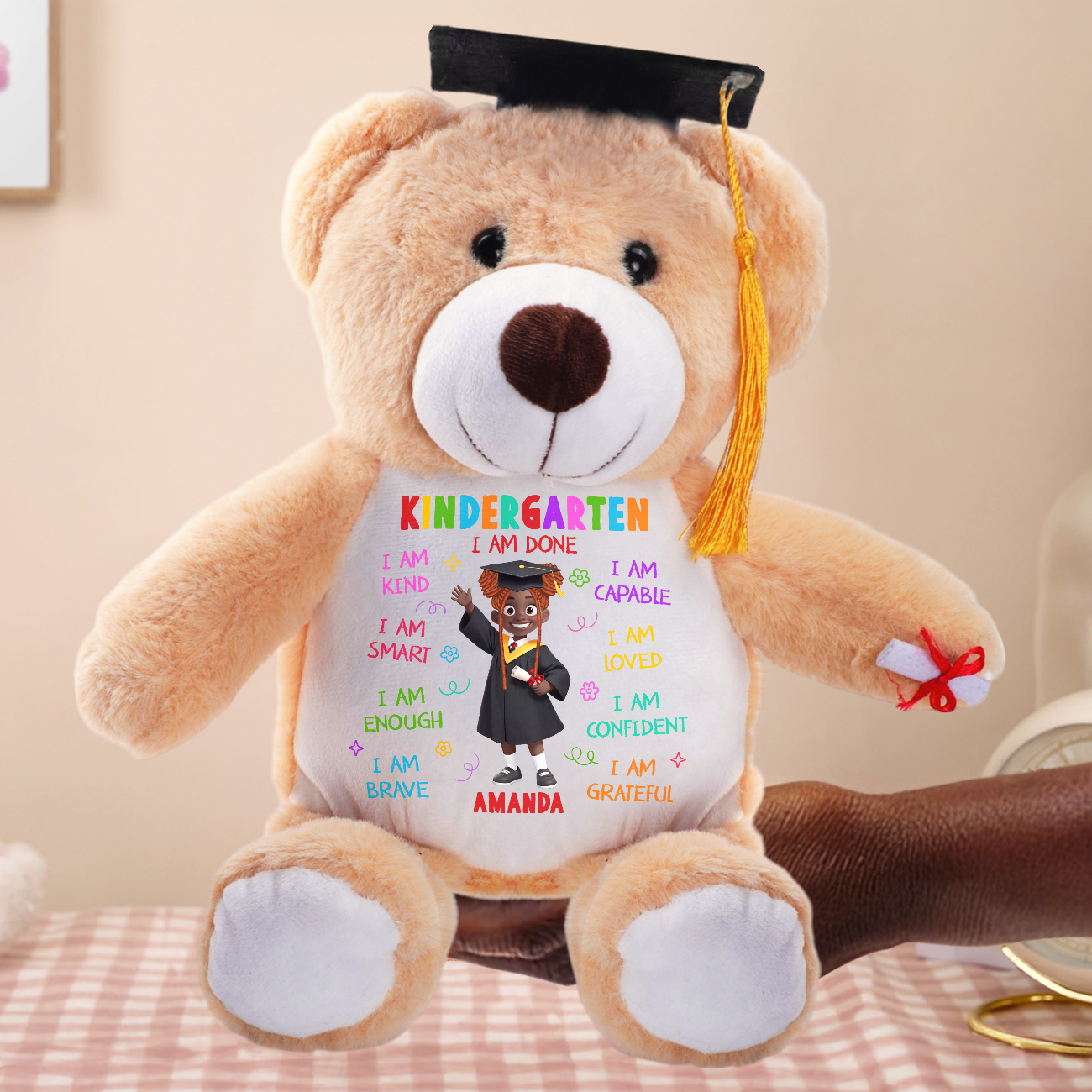 Kindergarten I Am Done - Personalized Graduation Teddy Bear