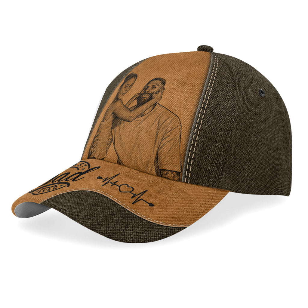 Custom Photo Pencil Sketch Best Dad Ever - Personalized Classic Cap