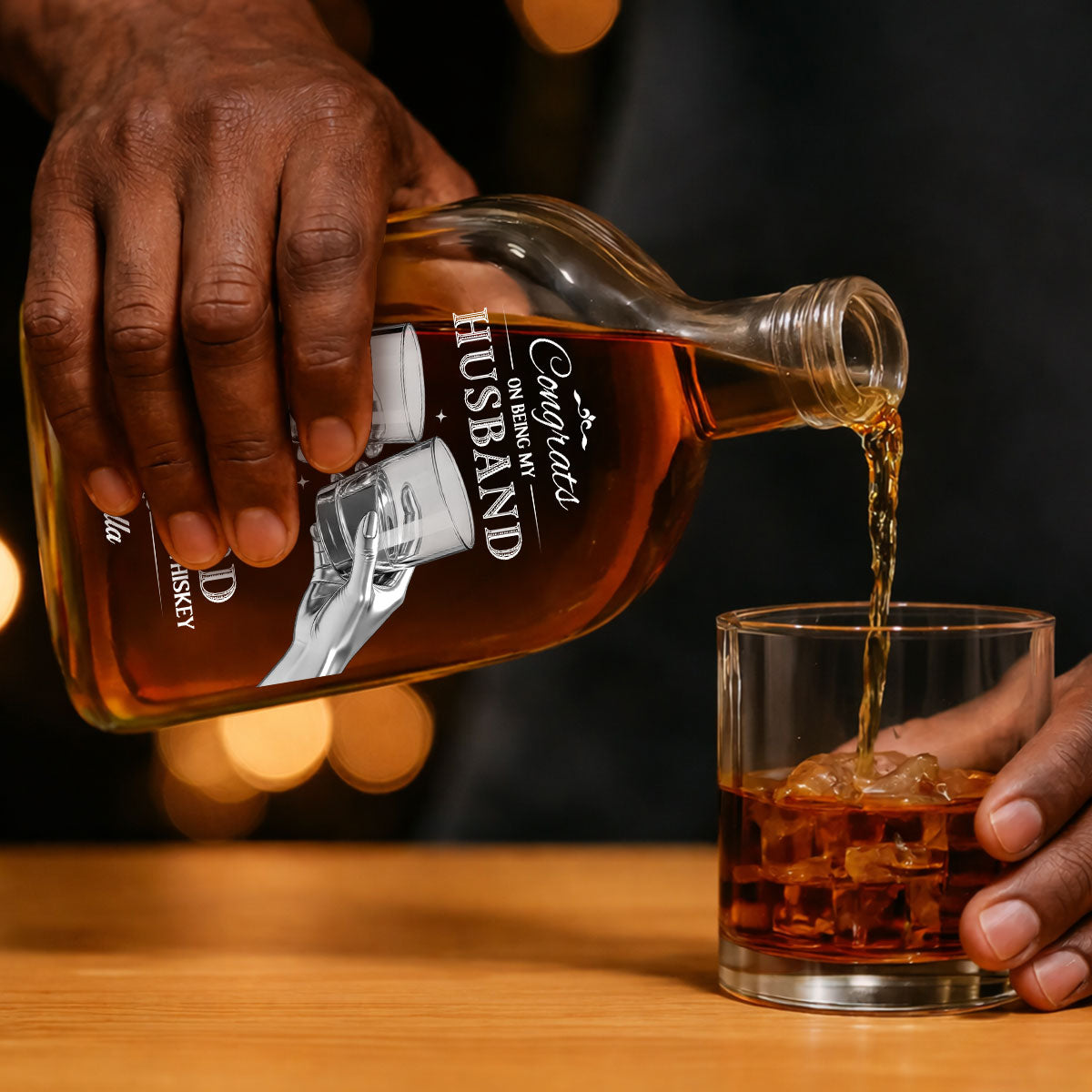 Cheers To My Husband - Personalized Whiskey Bottle