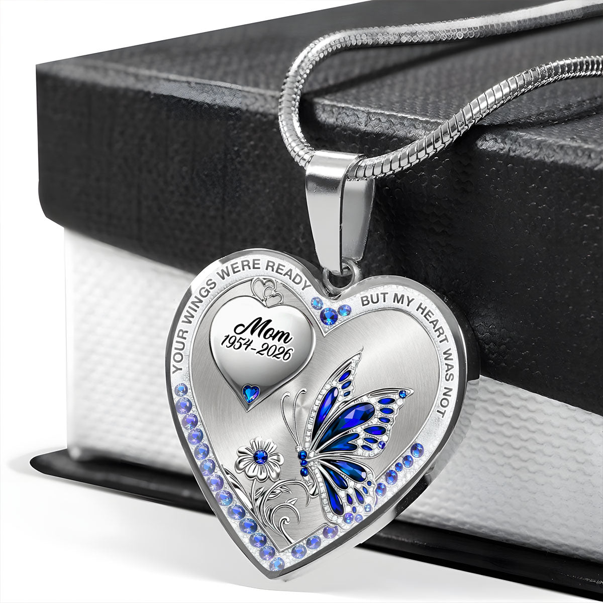 Your Wings Were Ready But My Heart Was Not - Personalized Heart Necklace
