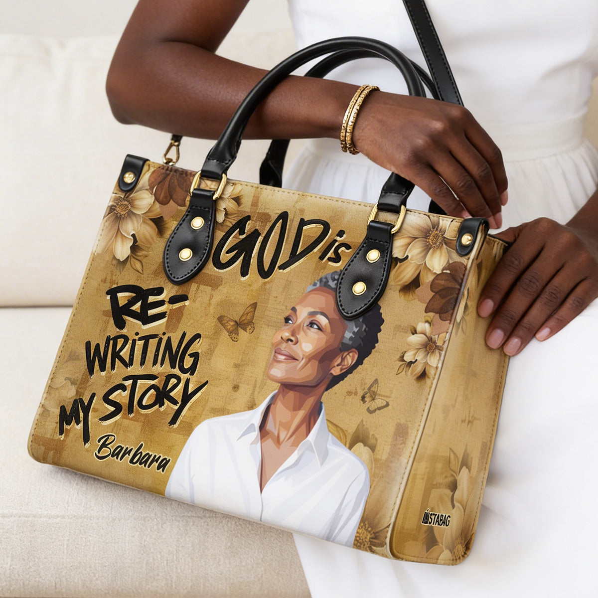 God Is Rewriting My Story - Personalized Leather Handbag